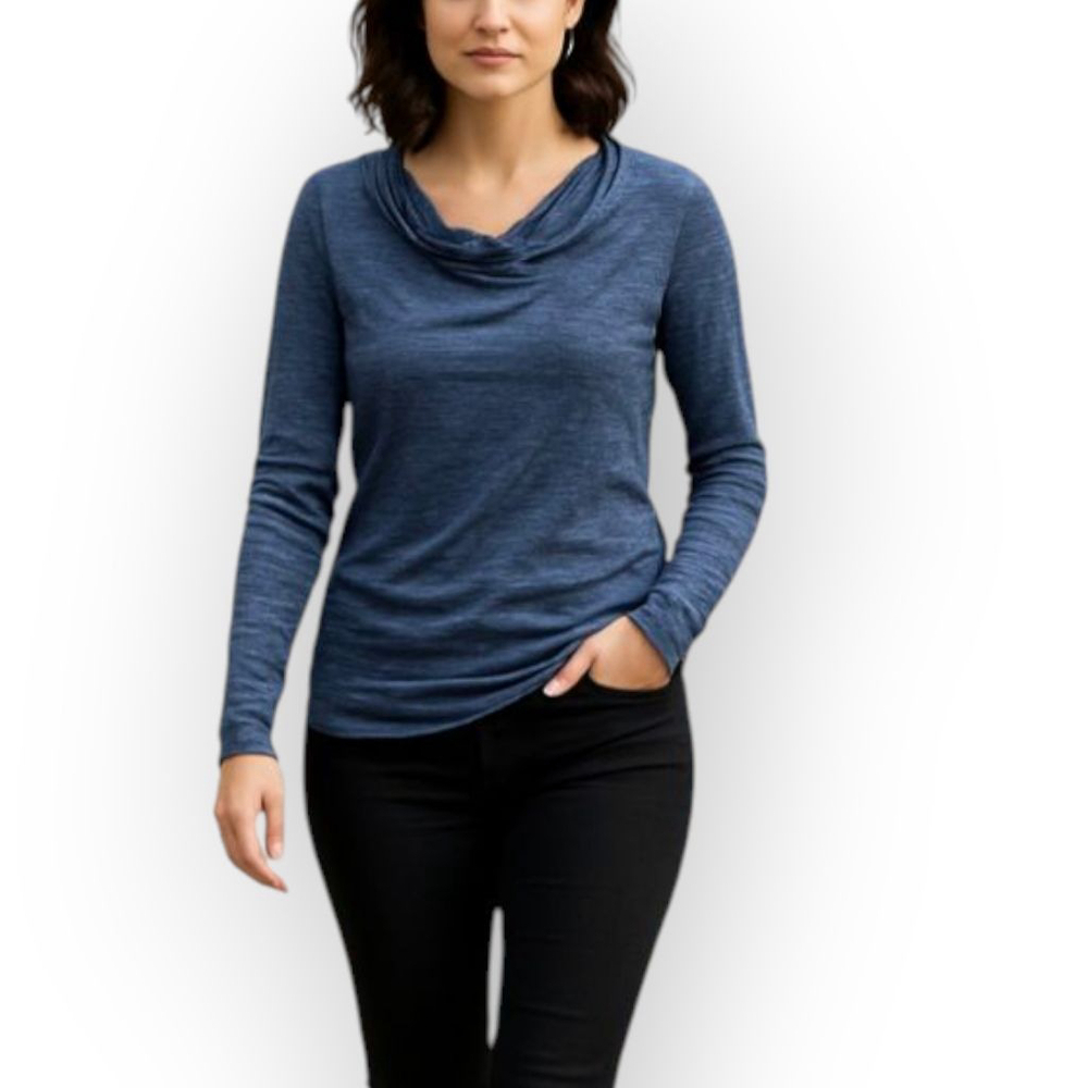MICHAEL Michael Kors Blue Long Sleeve Cowl Neck Top
